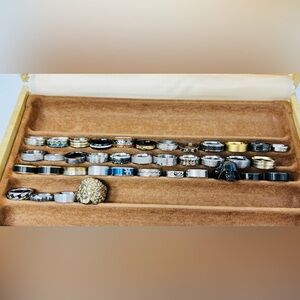 Gold & Silver Stainless Steel, Tungsten Carbide Mens Wedding Band Ring Lot of 38